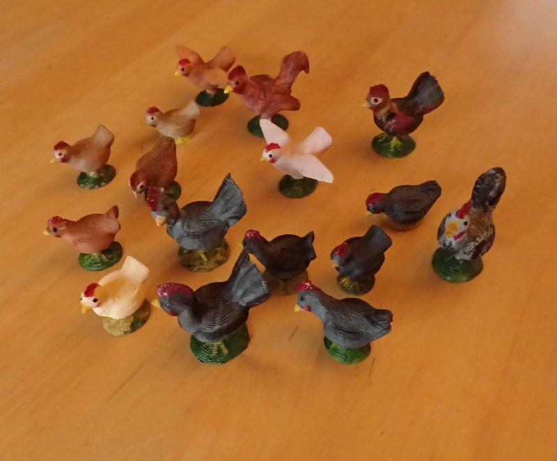 Poules et coqs pour Santon 7cm