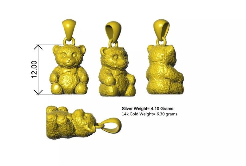 Teddy Bear Gold Silver Necklace Design
