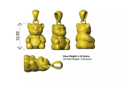 Teddy Bear Gold Silver Necklace Design