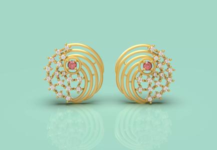 Fancy Gold Top Earring - 0011