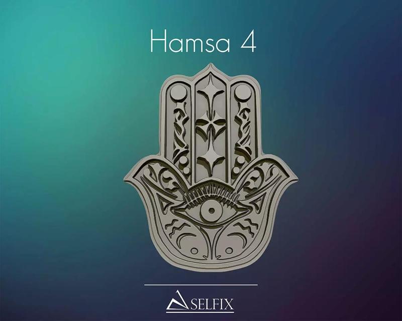 Hamsa Hand symbol 3D model relief 04