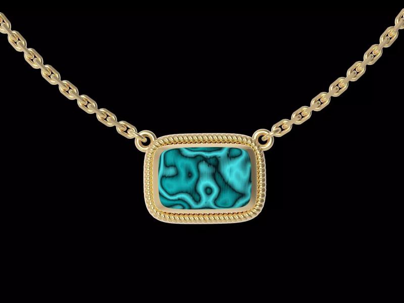 rectangle cabashon turquoise necklace