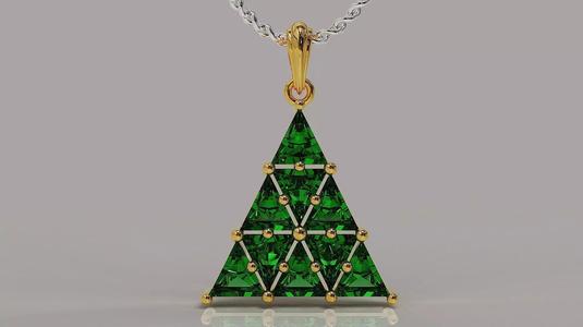 Prong set triangle shape diamond pyramid pendant