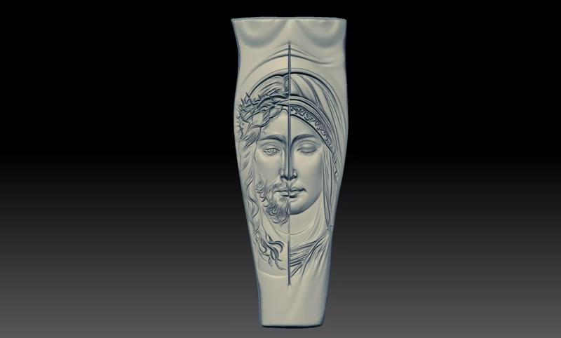 Our Lady Virgin Mary And Jesus Face on Hand
