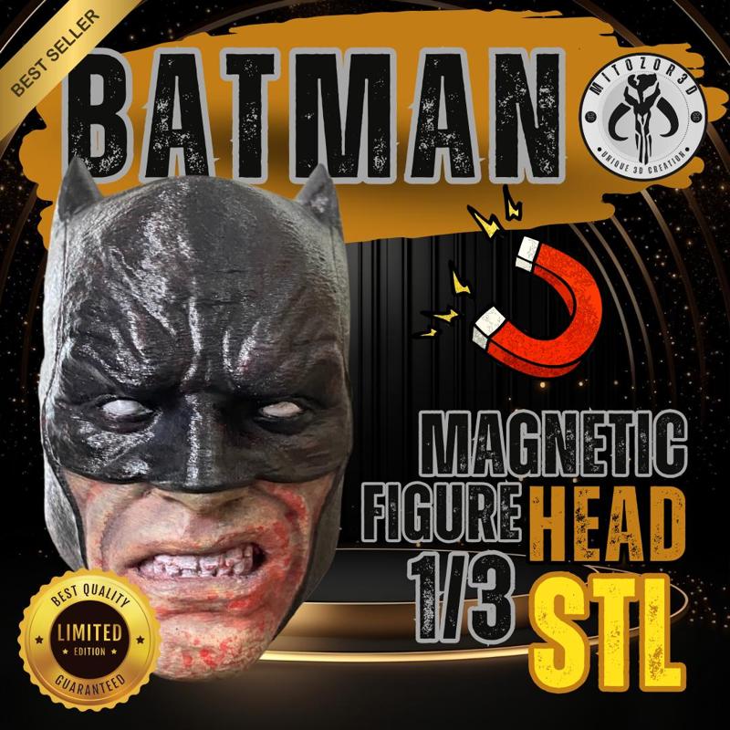 Batman - Dark Knight Magnetic Figure Head | 3D Printable STL File | DC Comics Universe