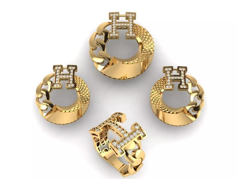 Branded mini set with and without stones