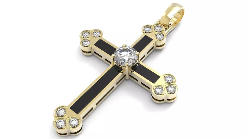 cross onyx and diamond pendant