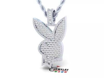 Custom Playboy Bunny Diamond Necklace - Rabbit Pendant