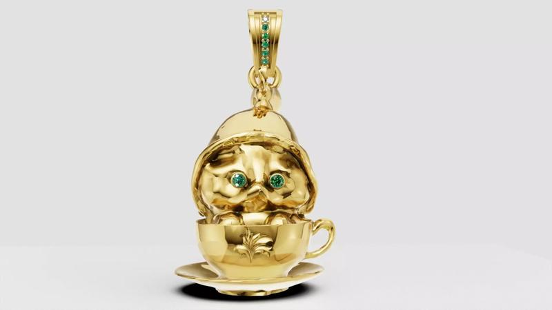 cute gold pendant 3D printable model