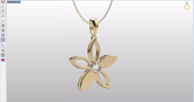 cute flower pendant with a diamond with bezel setting