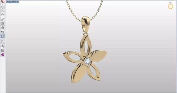 cute flower pendant with a diamond with bezel setting