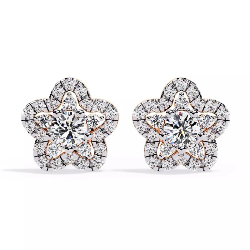 Diamond Studs Earrings 360 animation renders 3dm stl details