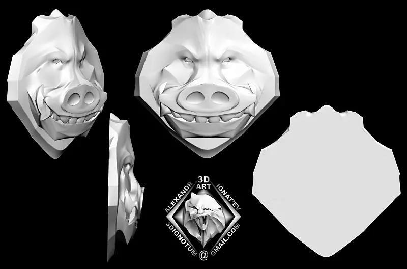 FUNNY BAS-RELIEF OF A PIGLET BOAR