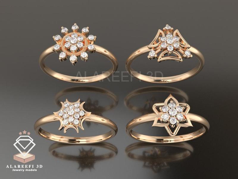 Collection #6 - 32 lightweight Italian rings Inlaid with gems.