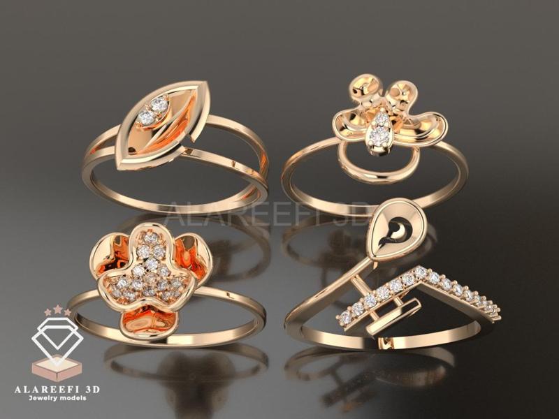 Collection #4 - 32 lightweight Italian rings Inlaid with gems.