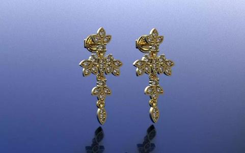 Earring Delicate Leaves  - Jewelry 3D -  BR-36