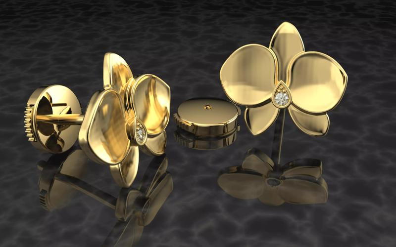 Earrings Caresse d Orchidees par