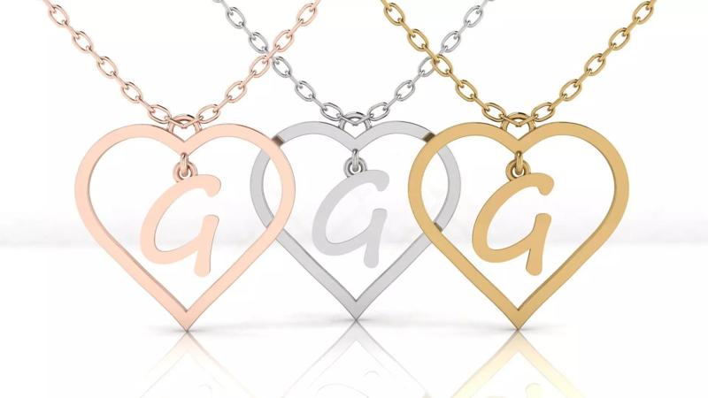 Jewelry Heart Alphabet Pendant G