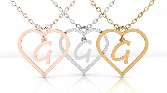 Jewelry Heart Alphabet Pendant G