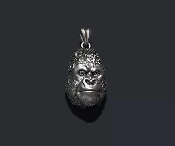 Gorilla head basrelief pendant