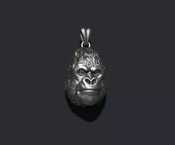 Gorilla head basrelief pendant