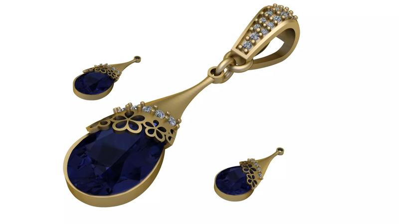 FLOWER DESIGN SAPPHIRE LOCKET SET 3D PRINTABLE MODEL