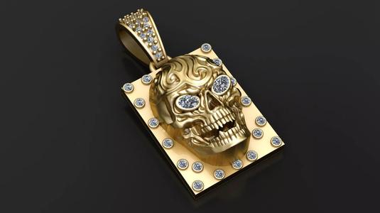 SKULL FACE CARD PENDANT 3D PRINTABLE MODEL