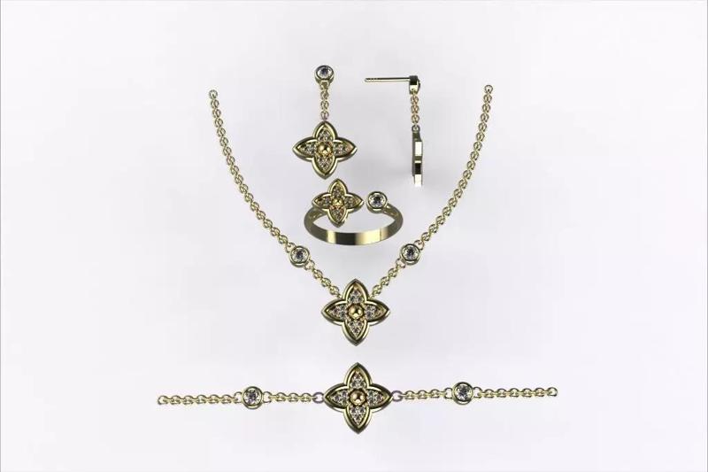 Louis Vuitton-Inspired Gold Jewelry Set12 Monogram Flower