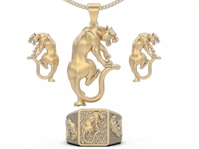 Lion   earrings  ring pendant printable silverjewelry 3D model
