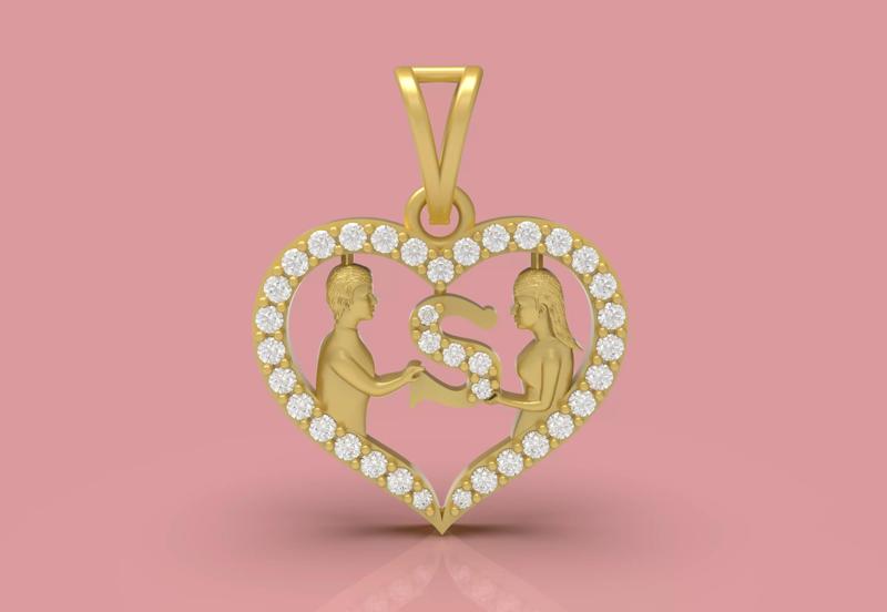 Heart Shape Couple Pendant - 0113