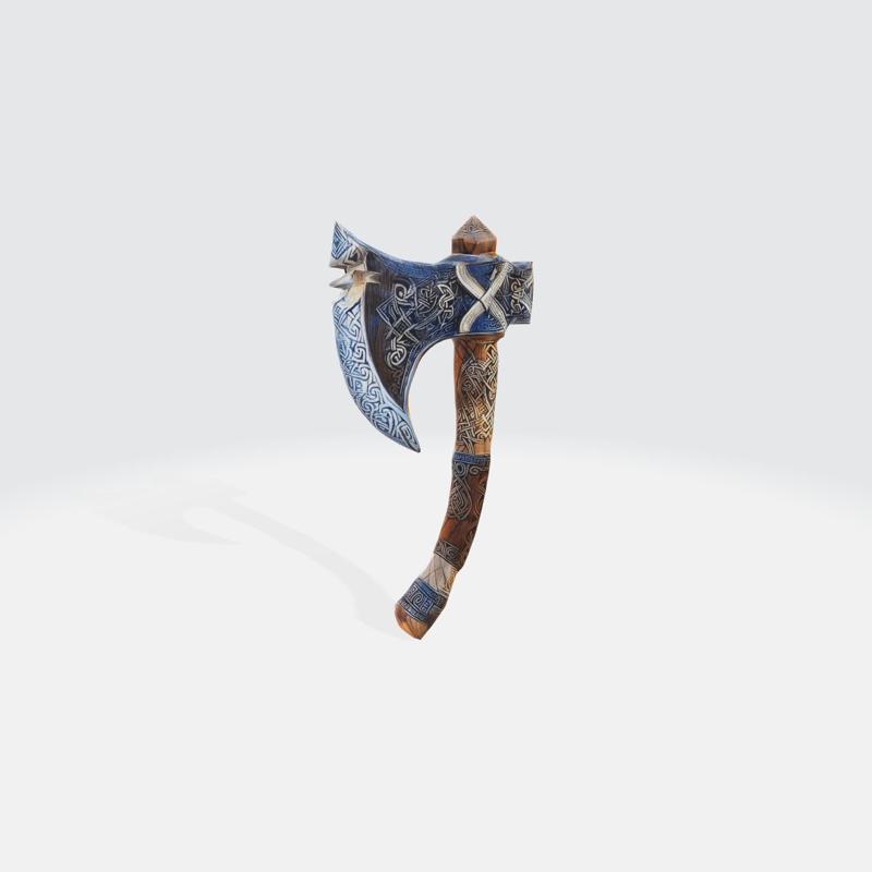Viking Battle Axe 3D Model - Medieval Celtic Warrior Weapon