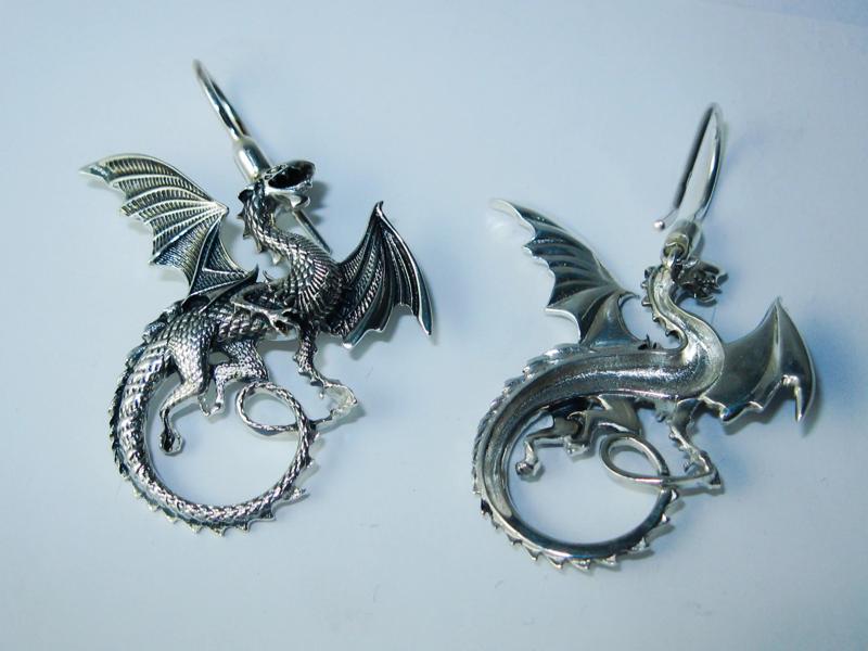 Whitby wyrm Dragon earrings