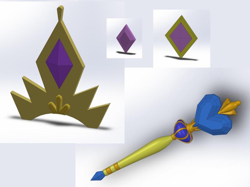 Moon Butterfly’s magic wand, crown, earrings and belt’s stone (full cosplay pack)