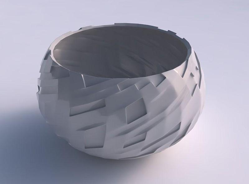 Bowl spheric twisted with cavities