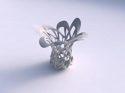 Bowl cylindrical with interlacing sharp edged lattice streche...