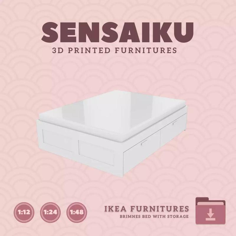 BRIMNES Bed Frame with Storage for Dollhouse IKEA 3D Print