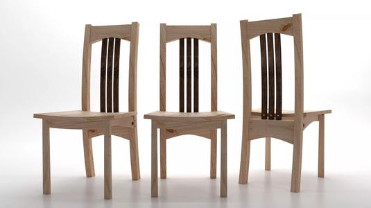 Chair set of three wooden chairs