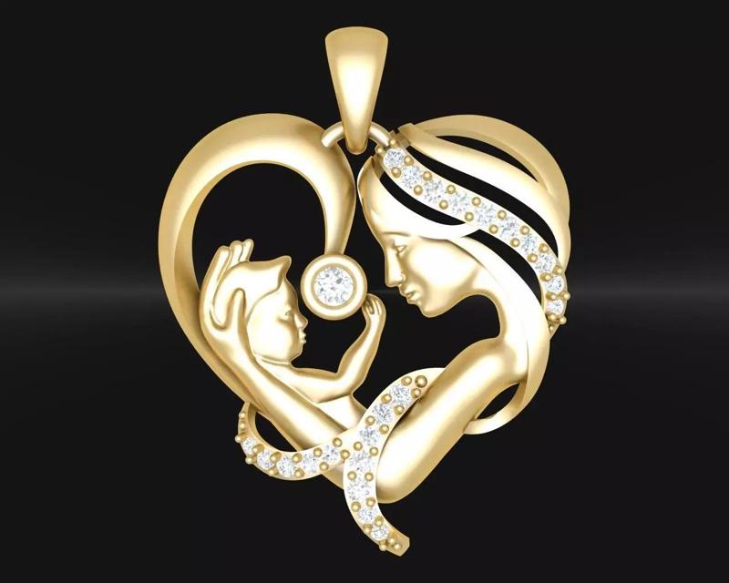 M2019 MOTHER  BABY LOVE DIAMOND PENDENT