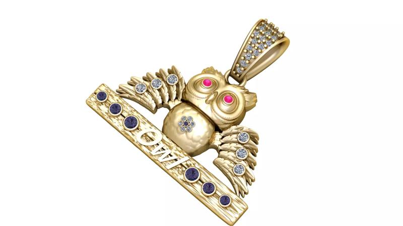 OWL AND WOOD PENDANT 3D PRINTABLE MODEL