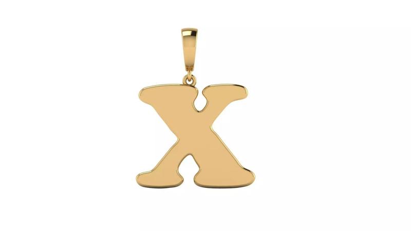 Pendant Alphabet Letter X 15 mm Cooper Black