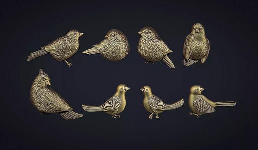 Birds bas relief set