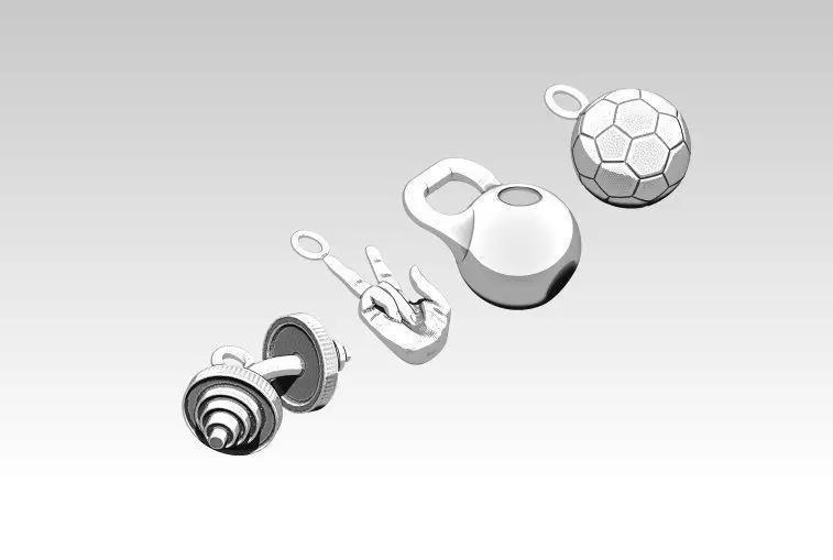 Pendant jewel Sport set Barbell Weight Victory sing Soccer ball
