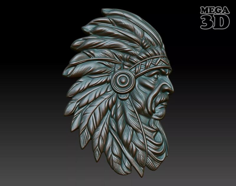 Native American Patriarch basrelief 08 240918