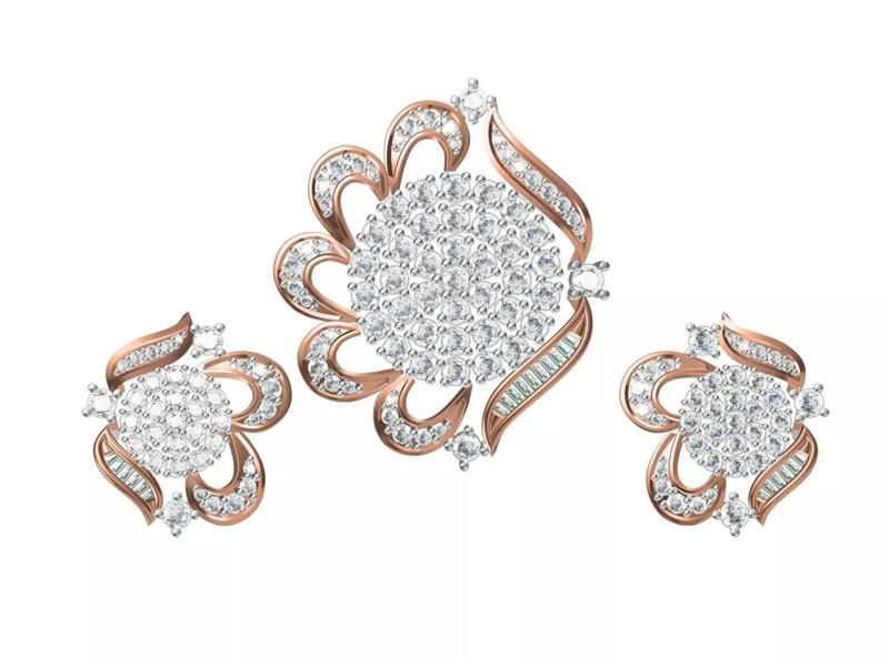 Women Earrings Pendant Set STL FBX JCD Details