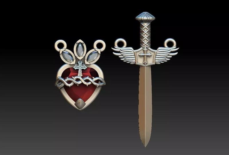 Michael Sword and Heart of Mary Scapular