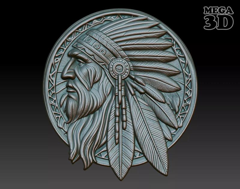 Native American Patriarch basrelief 01 240918