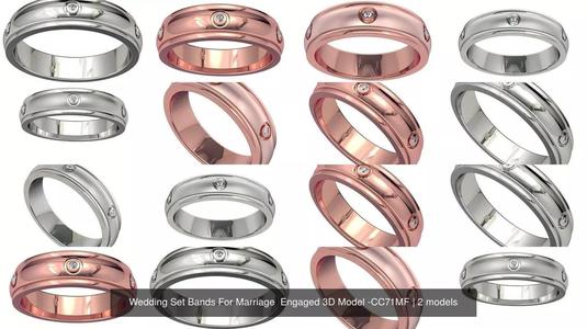 Wedding Set Bands For Marriage  Engaged 3D Model -CC71MF 3D Model Collection