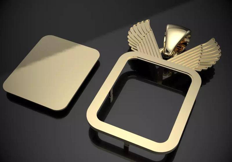 plain angel wings memorial picture pendant