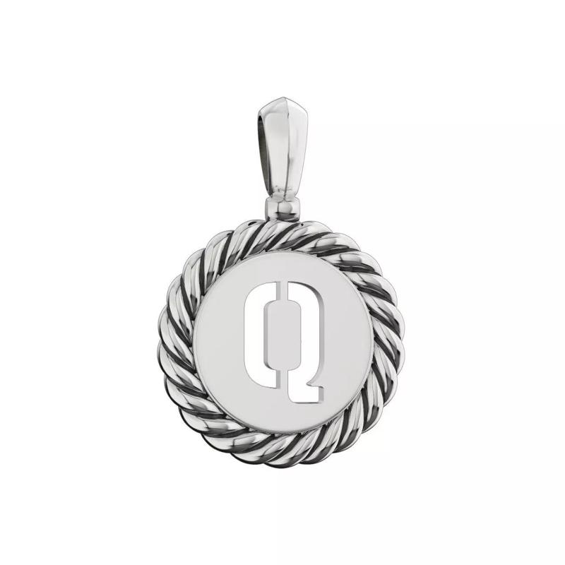 N175 Q sterling silver pendant with letter