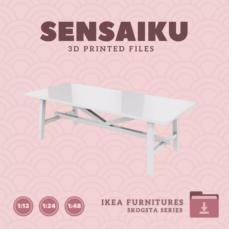 SKOGSTA Dining Table 92 In for Mini Dollhouse - IKEA - 3D Print